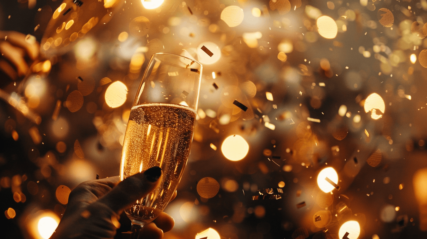 A young adult celebrating their 21st birthday with friends and champagne
