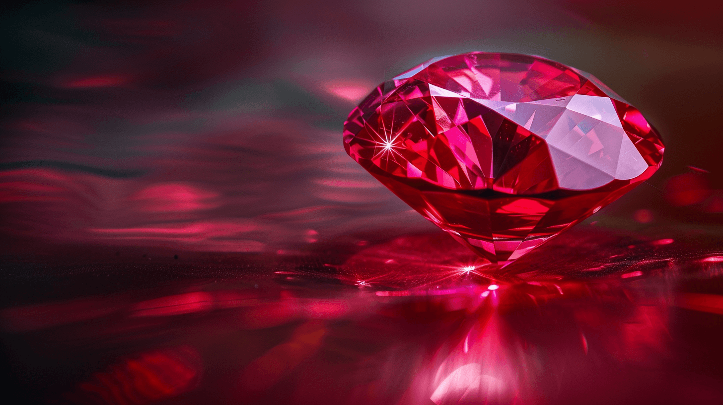 A couple celebrating their ruby anniversary with beautiful ruby-red gifts representing 40 years of passionate love